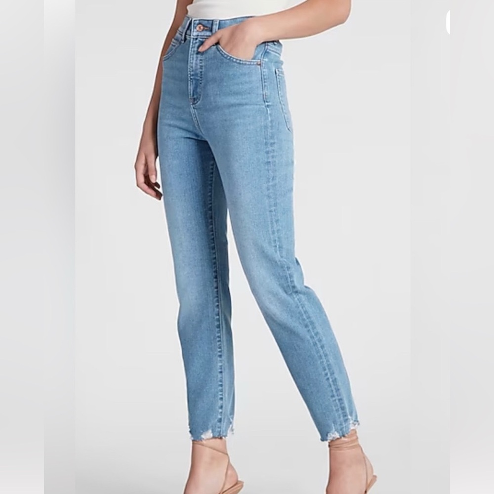 EXPRESS WOMENS CURVY SLIM SUPER HIGH RISE BLUE JEANS - 10R BNWT